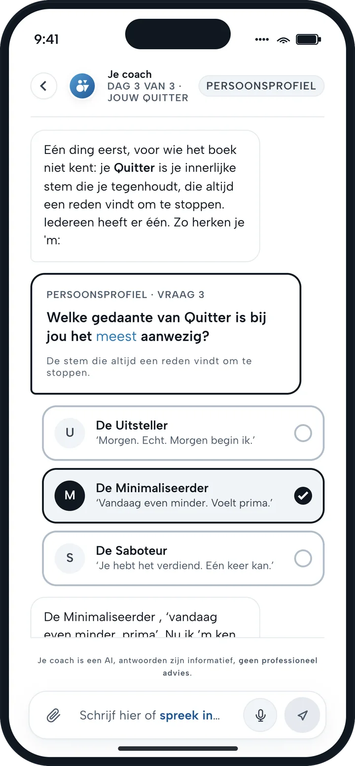 Welke gedaante van Quitter is bij jou het meest aanwezig: Uitsteller, Minimaliseerder of Saboteur